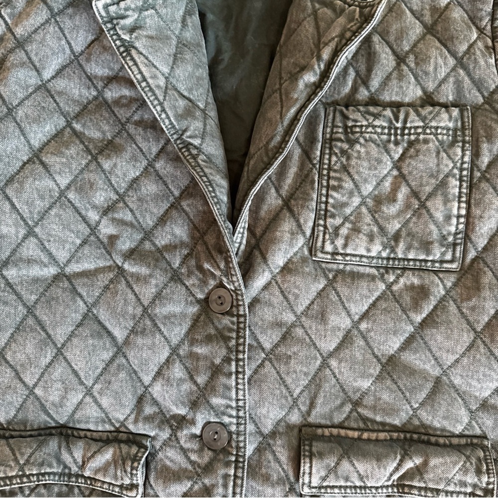 Anthropologie Young Fabulous & Broke Walker Quilted Jacket Barn Coat SZ M Teal - Picture 4 of 6